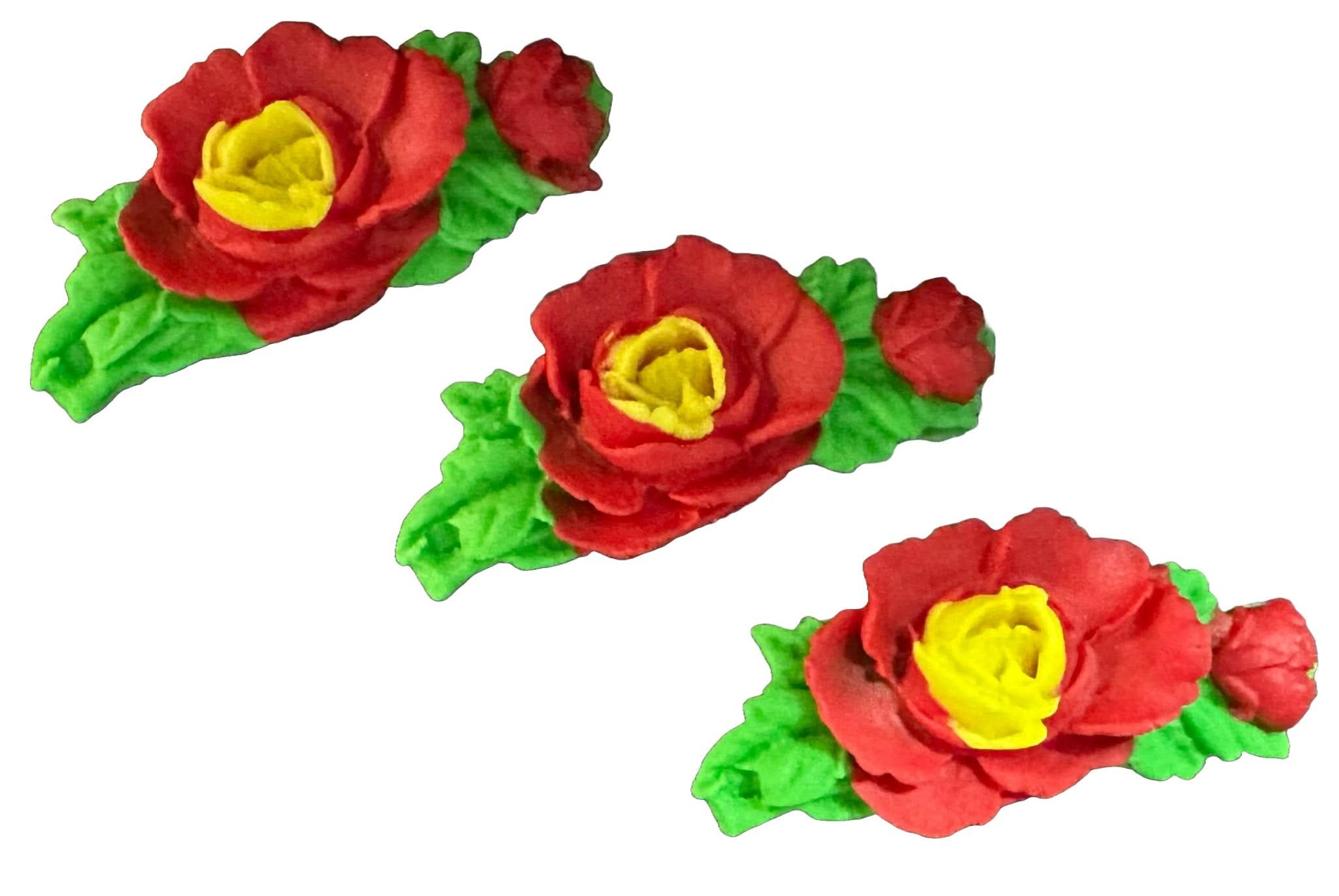 Set med 3 ätliga sockerdekorationer, rosor Dekorationer från Sugar Paste Nati Shop