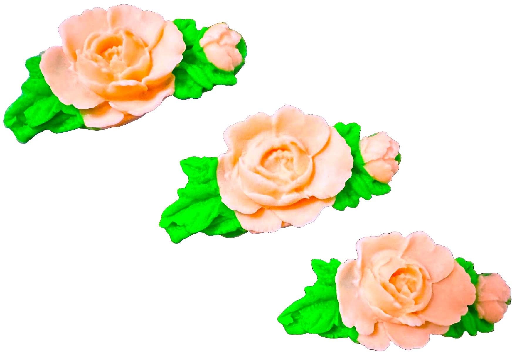 Set med 3 ätliga sockerdekorationer, rosor Dekorationer från Sugar Paste Nati Shop