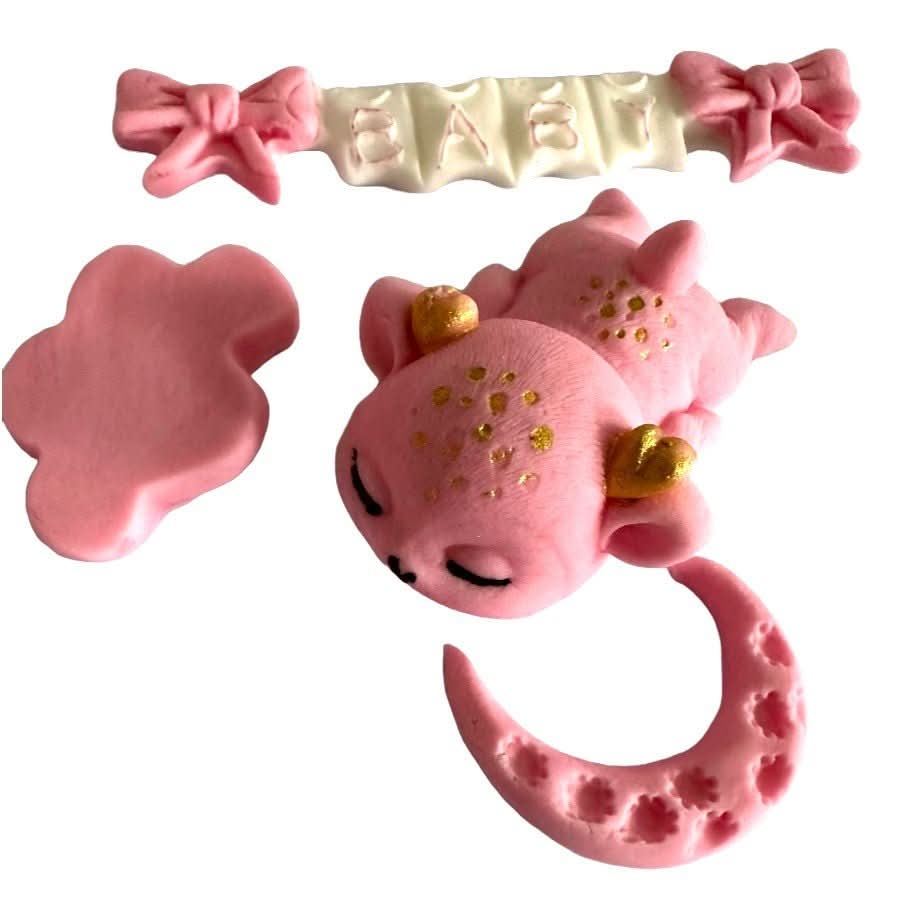 Set med 4 ätliga sockerdekorationer, Baptism Sugar Paste Decorations Nati Shop