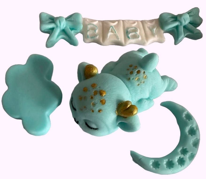 Set med 4 ätliga sockerdekorationer, Baptism Sugar Paste Decorations Nati Shop