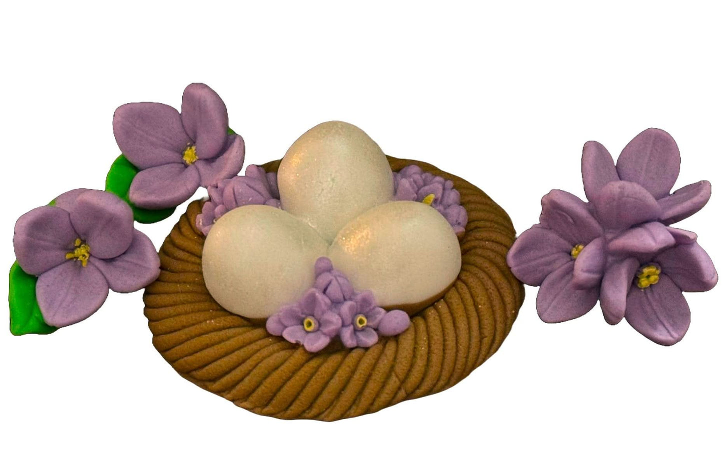 Set med 4 ätliga sockerdekorationer, bo med ägg Dekorationer från Sugar Paste Nati Shop