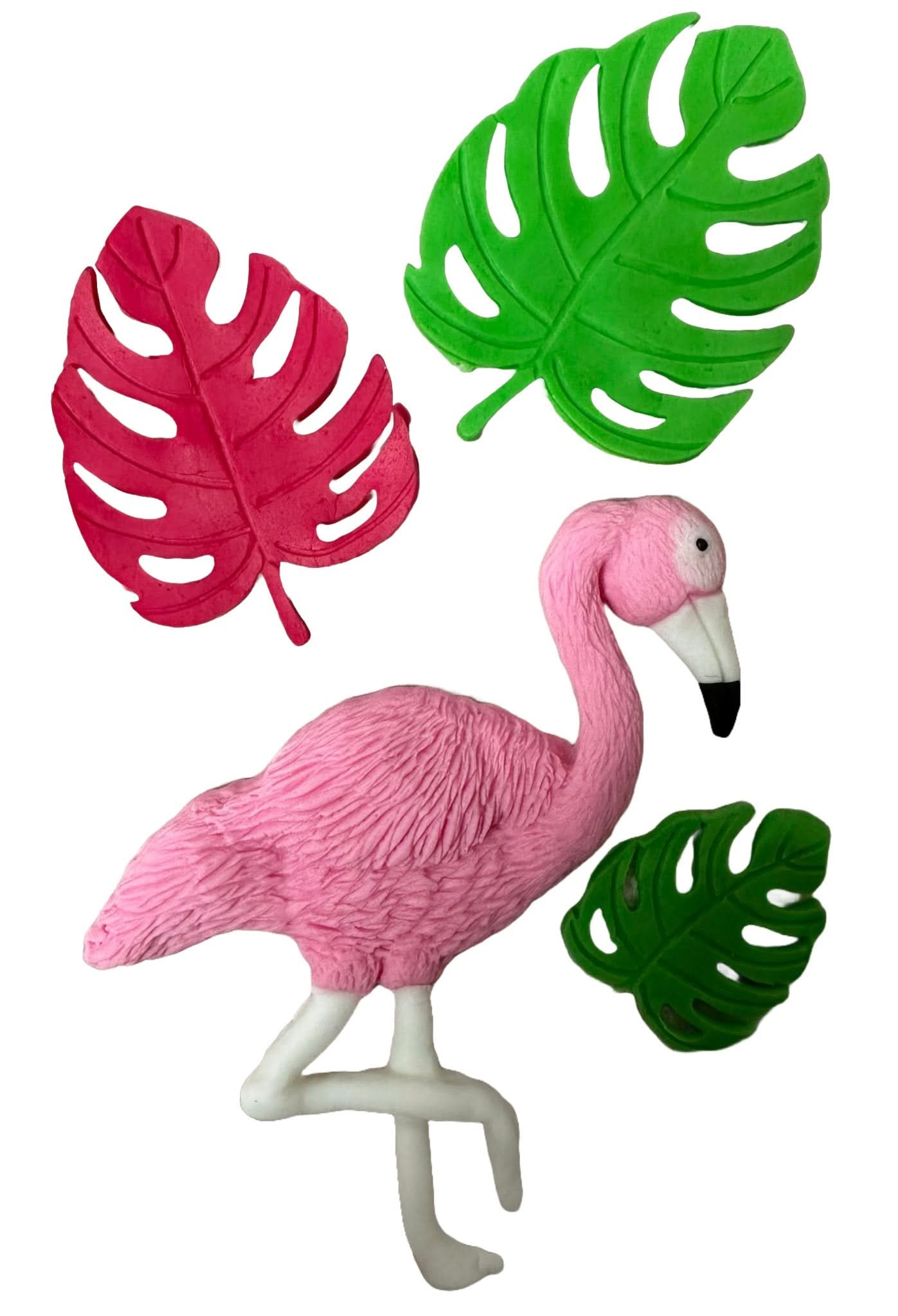 Set med 4 ätliga sockerdekorationer, Flamingo Sugar Paste Decorations Nati Shop