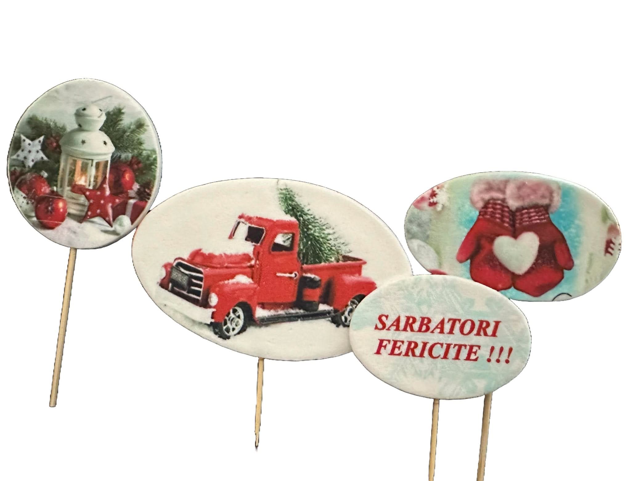 Set med 4 ätliga sockerdekorationer, glad helg! Nati butik