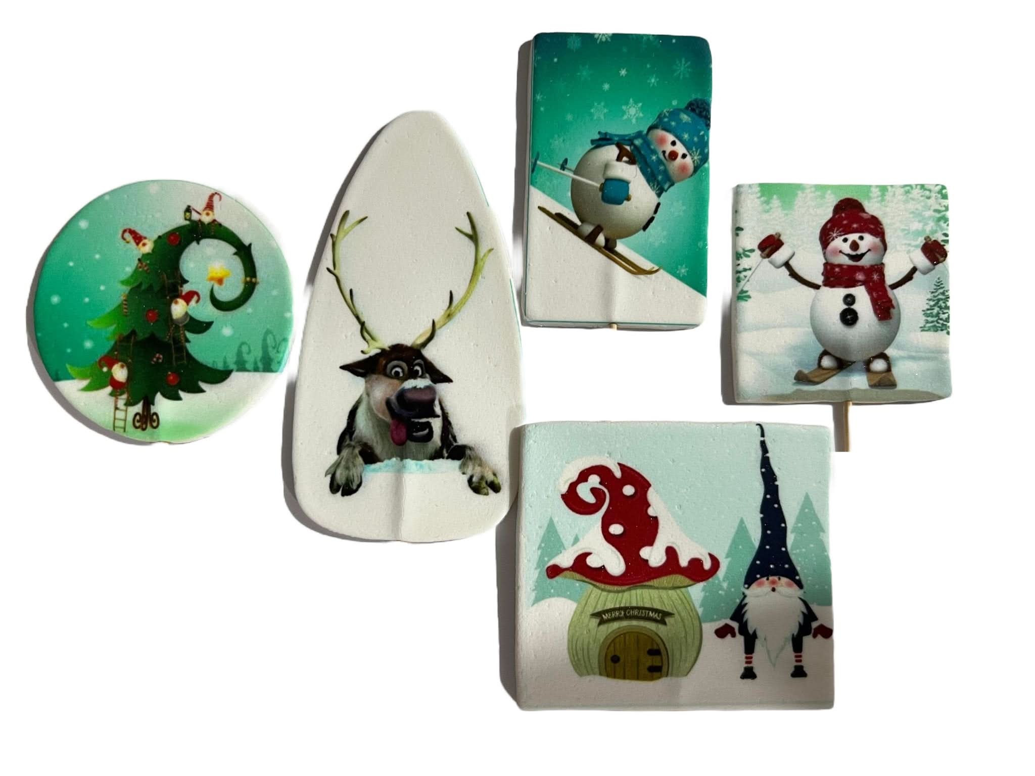 Set med 5 ätliga sockerdekorationer, Christmas Nati Shop