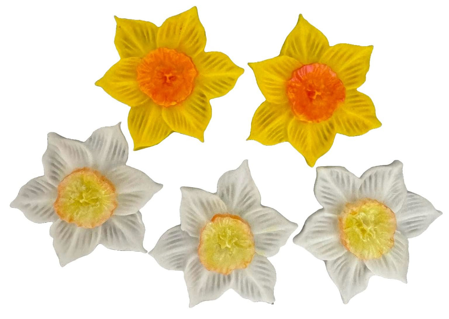 Set med 5 ätliga sockerdekorationer, påskliljor Sugar Paste Decorations Nati Shop