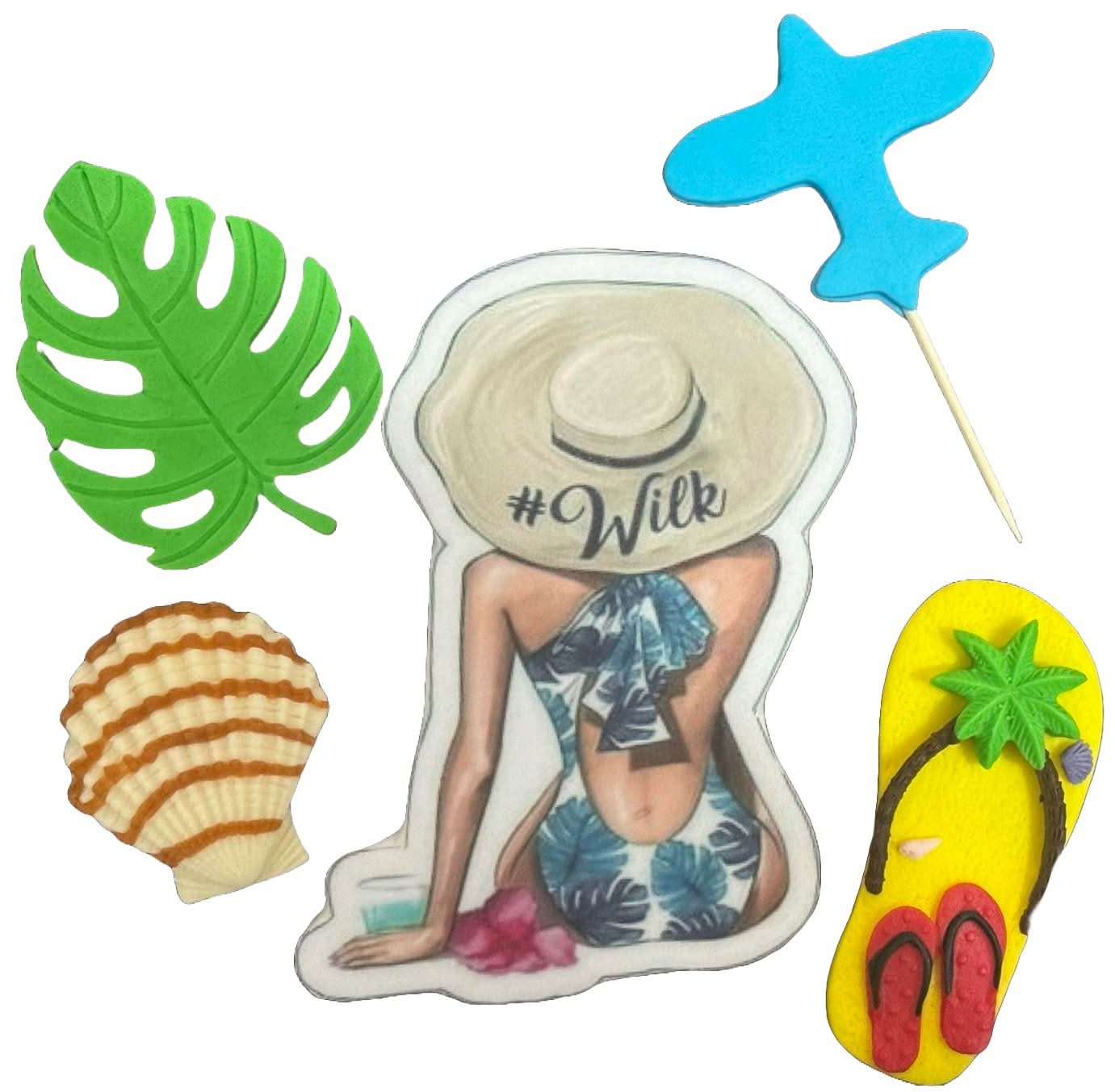 Set med 5 ätliga sockerdekorationer, Exotic Holiday Sugar Paste Decorations Nati Shop