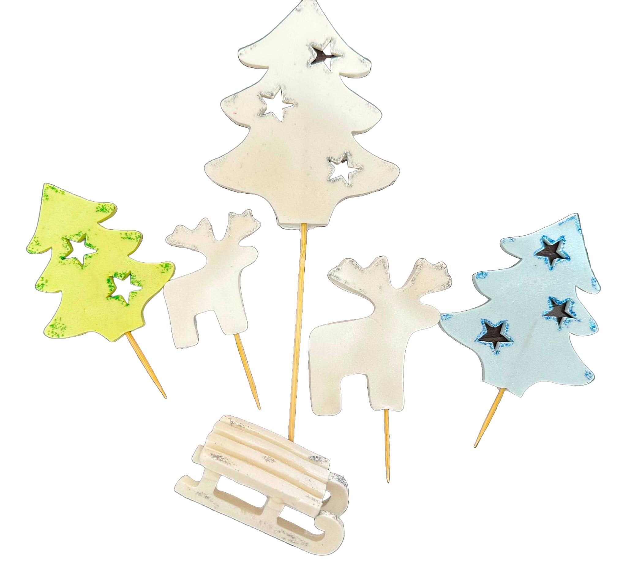 Set med 6 ätliga sockerdekorationer, Winter Sugar Paste Decorations Nati Shop