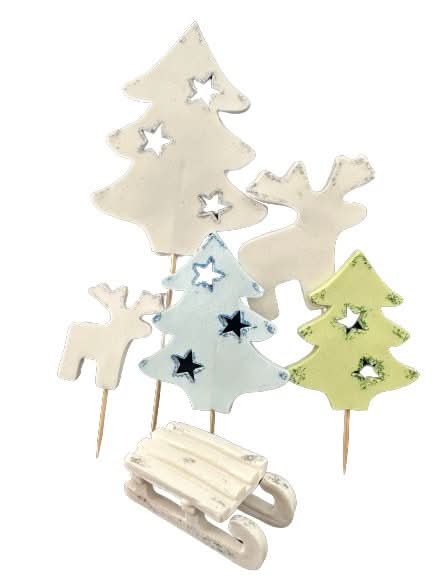 Set med 6 ätliga sockerdekorationer, Winter Sugar Paste Decorations Nati Shop