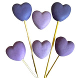 Set med 6 ätliga sockerdekorationer, Purple Hearts Sugar Paste Decorations Naty Shop