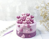 Set med 6 ätliga sockerdekorationer, Purple Hearts Sugar Paste Decorations Naty Shop