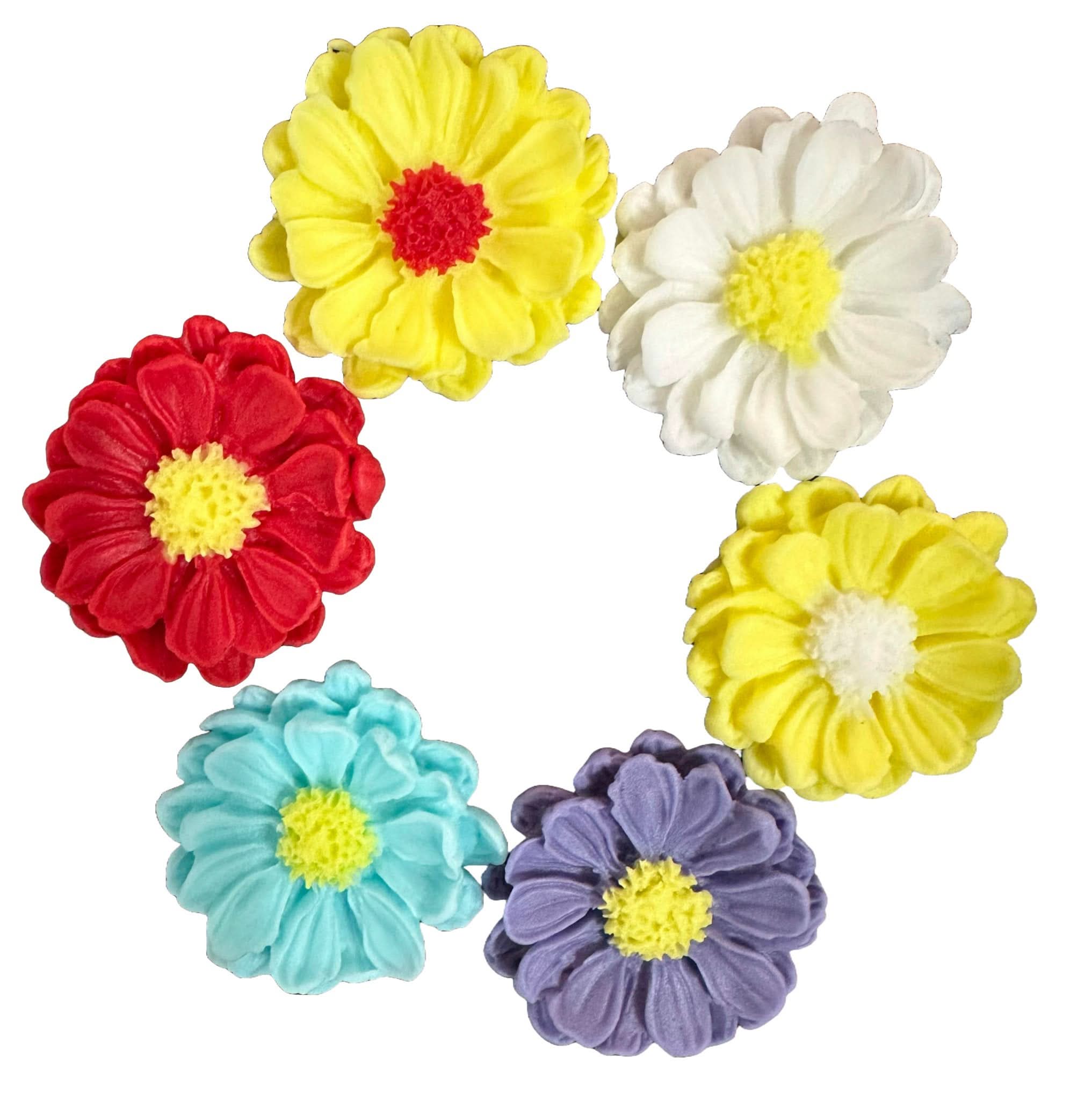 Set med 6 ätliga sockerdekorationer, Daisy Decorations från Sugar Paste Nati Shop