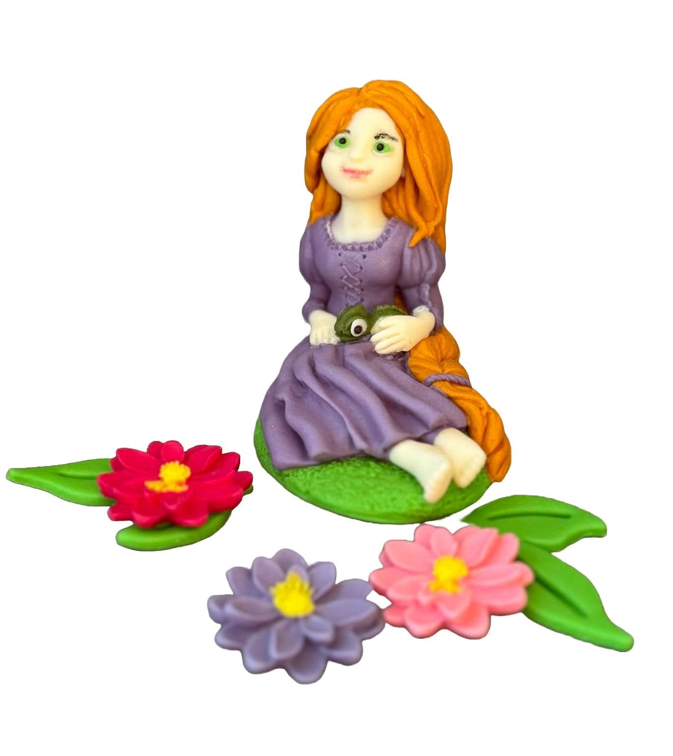 Set med 6 ätliga sockerdekorationer, Rapunzel Sugar Paste Decorations Nati Shop