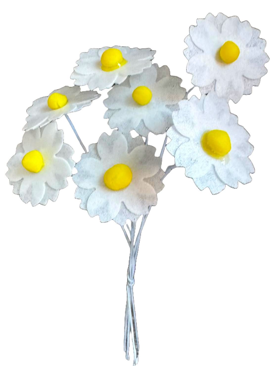Set med 7 ätbara dekorationer från rån, vita blommor Dekorationer från Sugar Paste Nati Shop