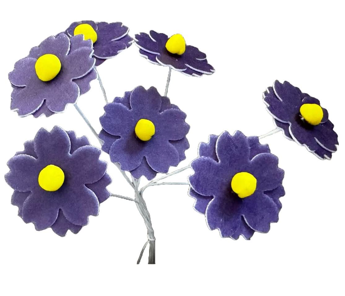 Set med 7 ätbara dekorationer från rån, lila blommor Dekorationer från Sugar Paste Nati Shop