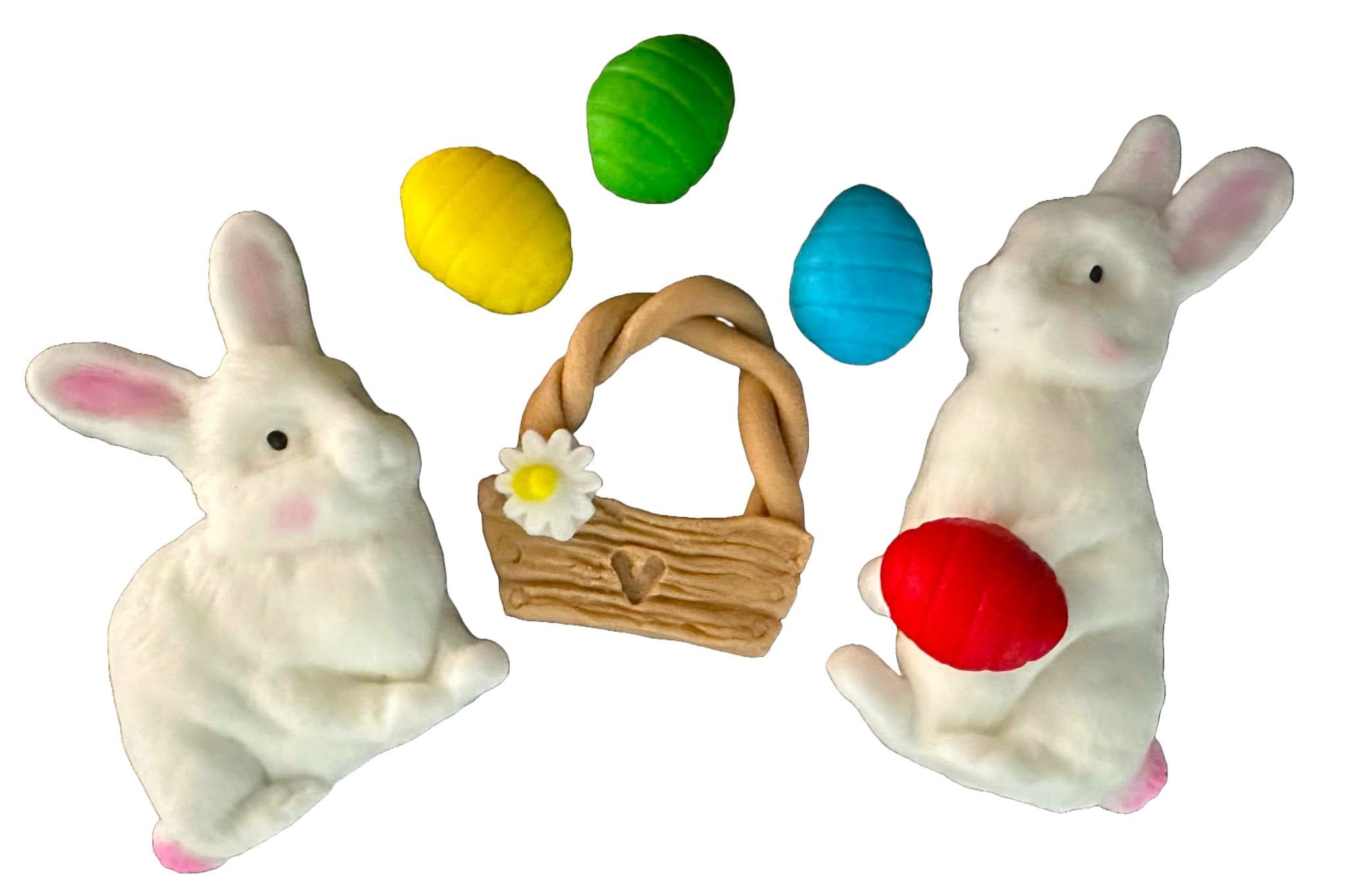 Set med 7 ätliga sockerdekorationer, Easter Sugar Paste Decorations Nati Shop