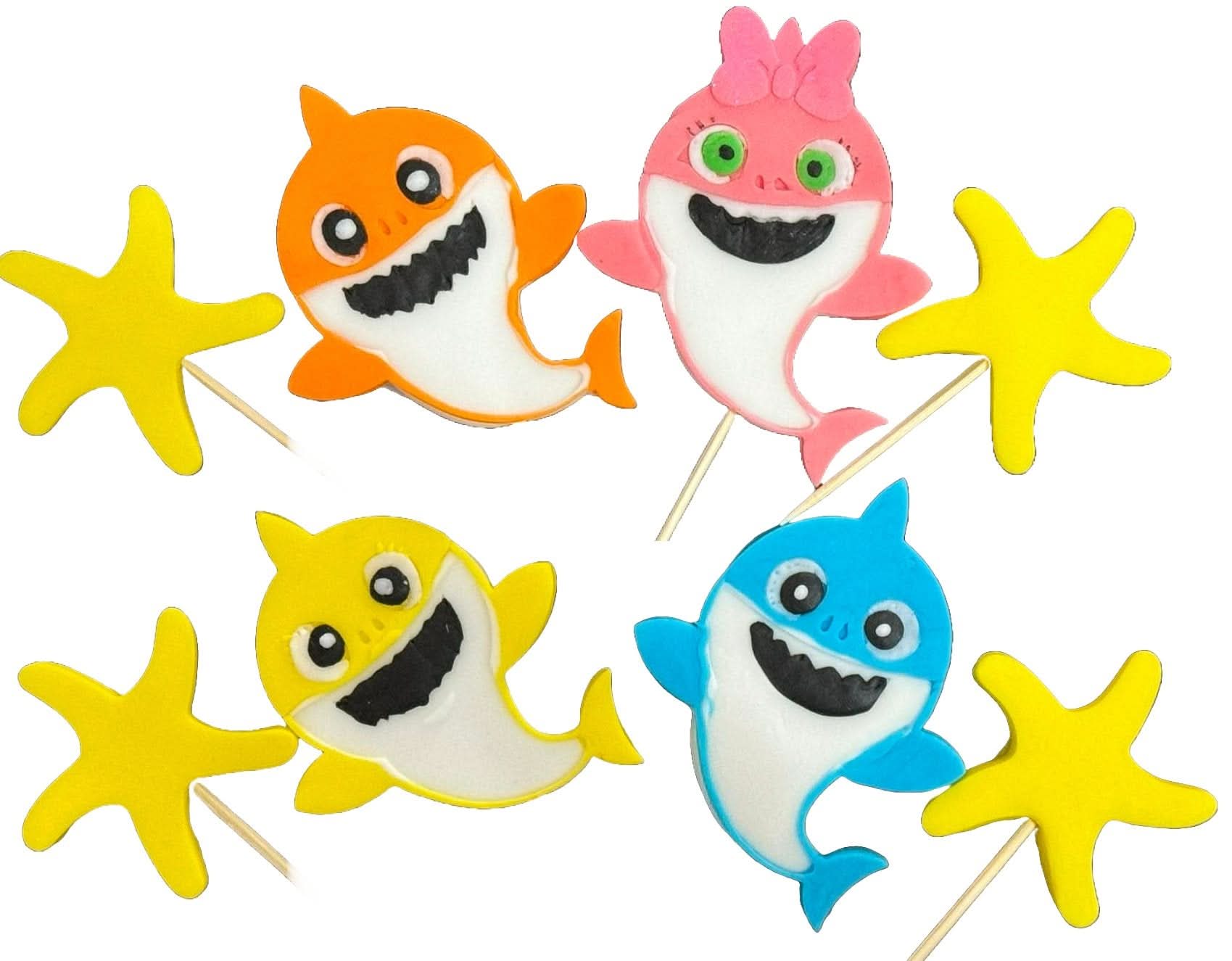 Set med 8 ätliga sockerdekorationer, Baby Shark Sugar Paste Decorations Nati Shop