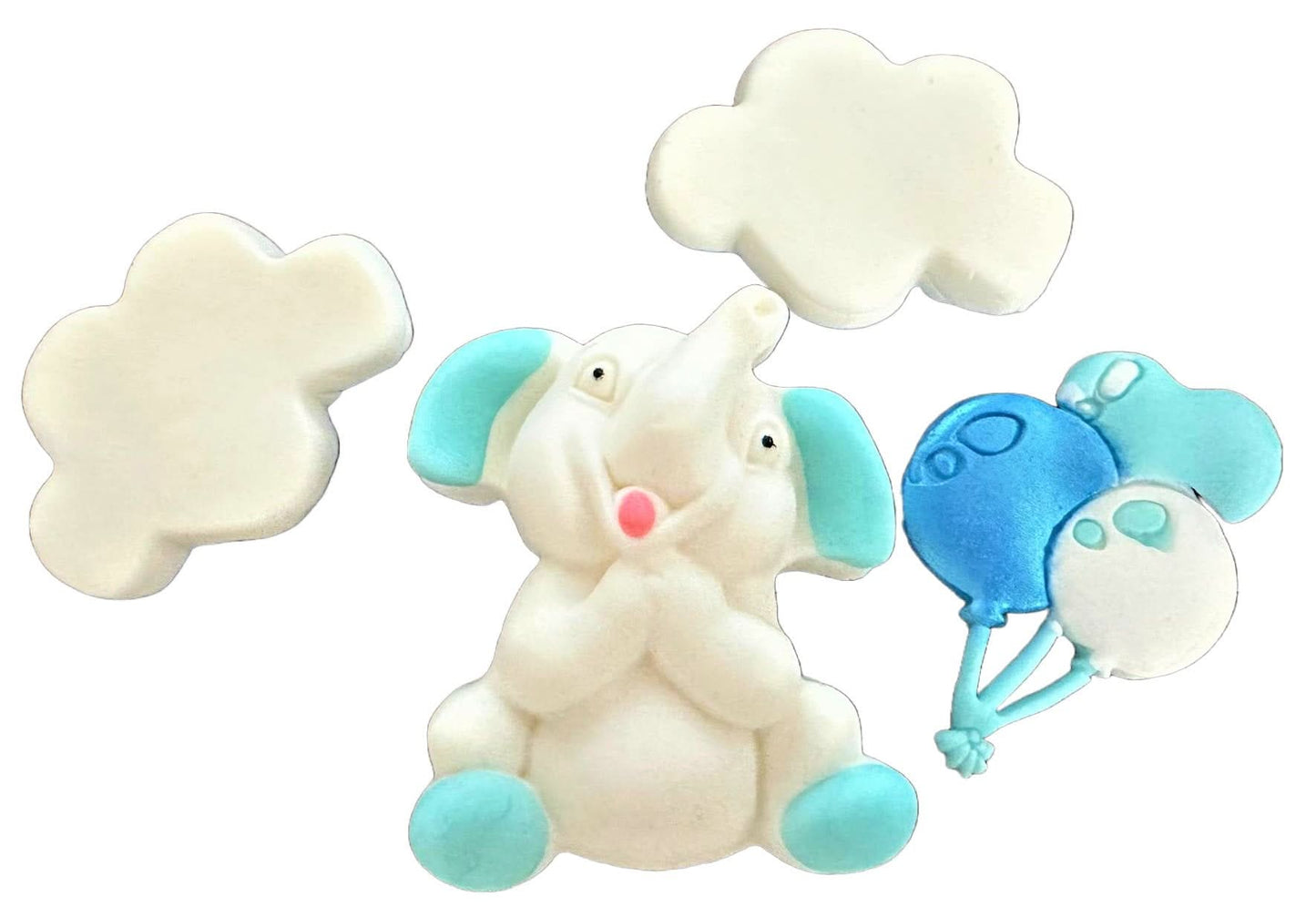 Set med ätliga sockerdekorationer, Blue Elephant Sugar Paste Decorations Nati Shop