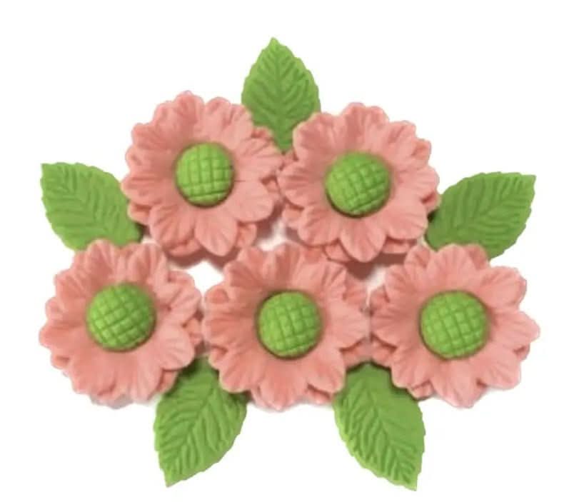 Set med ätliga sockerdekorationer, rosa blommor Nati Shop