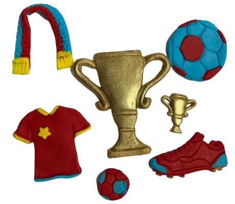 Set med ätliga sockerdekorationer, fotbollssockerpastadekorationer Nati Shop