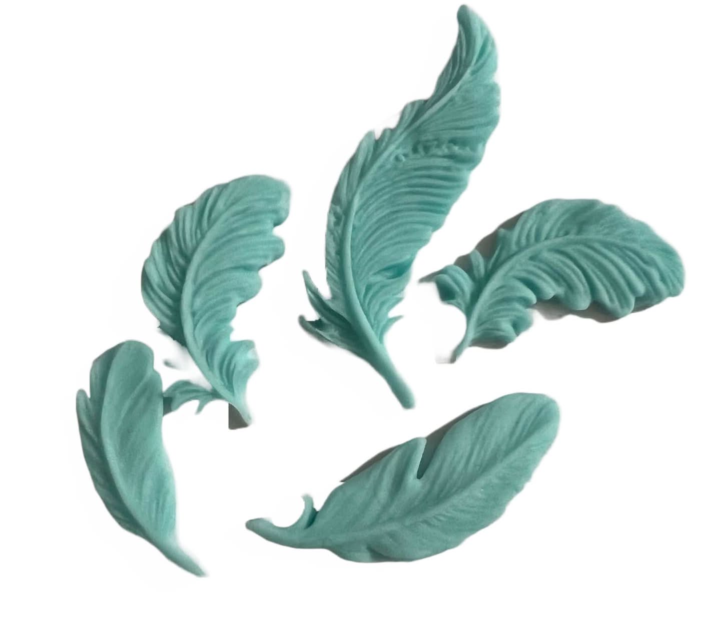 Set med ätliga sockerdekorationer, Blue Feathers Sugar Paste Decorations Nati Shop
