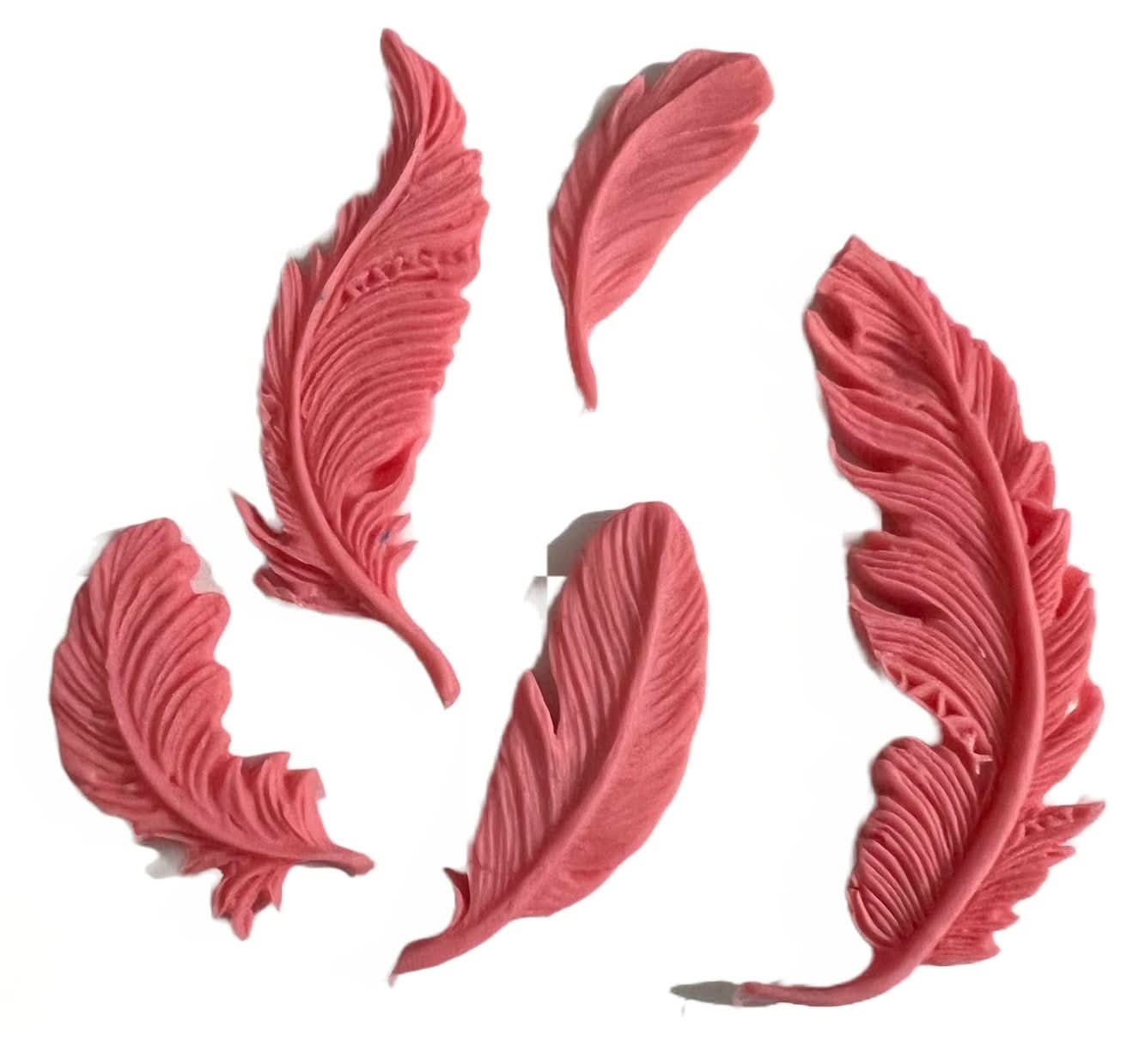 Set med ätliga sockerdekorationer, Pink Feathers Sugar Paste Decorations Nati Shop