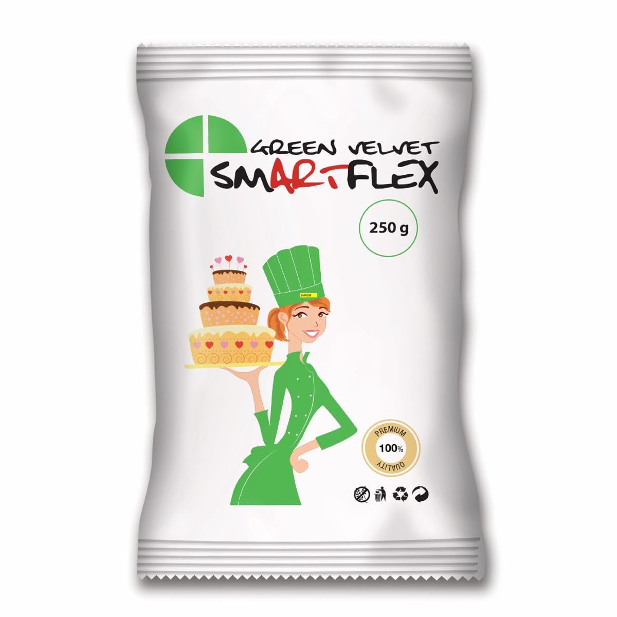 SmartFlex Fondant Green Velvet, 250 g (förpackning med 2) Naty Shop sockerpasta