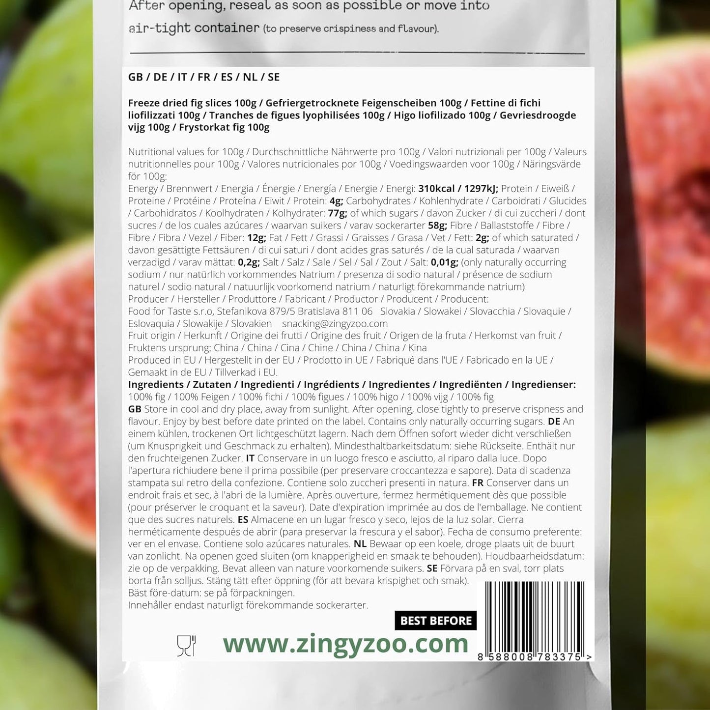 Frystorkade fikon 100 % naturliga torkade fikon | Inget tillsatt socker Hälsosamt frystorkat godis | Frystorkade frukter Frystorkade fikon | ZingyZoo (100g) Naty Shop uttorkade produkter