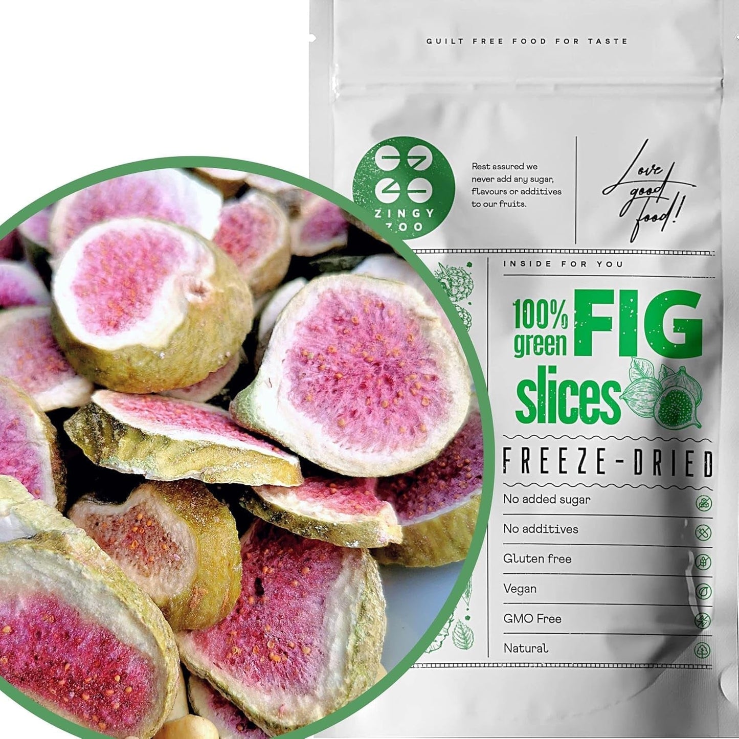 Frystorkade fikon 100 % naturliga torkade fikon | Inget tillsatt socker Hälsosamt frystorkat godis | Frystorkade frukter Frystorkade fikon | ZingyZoo (100g) Naty Shop uttorkade produkter 100 G (1 paket)