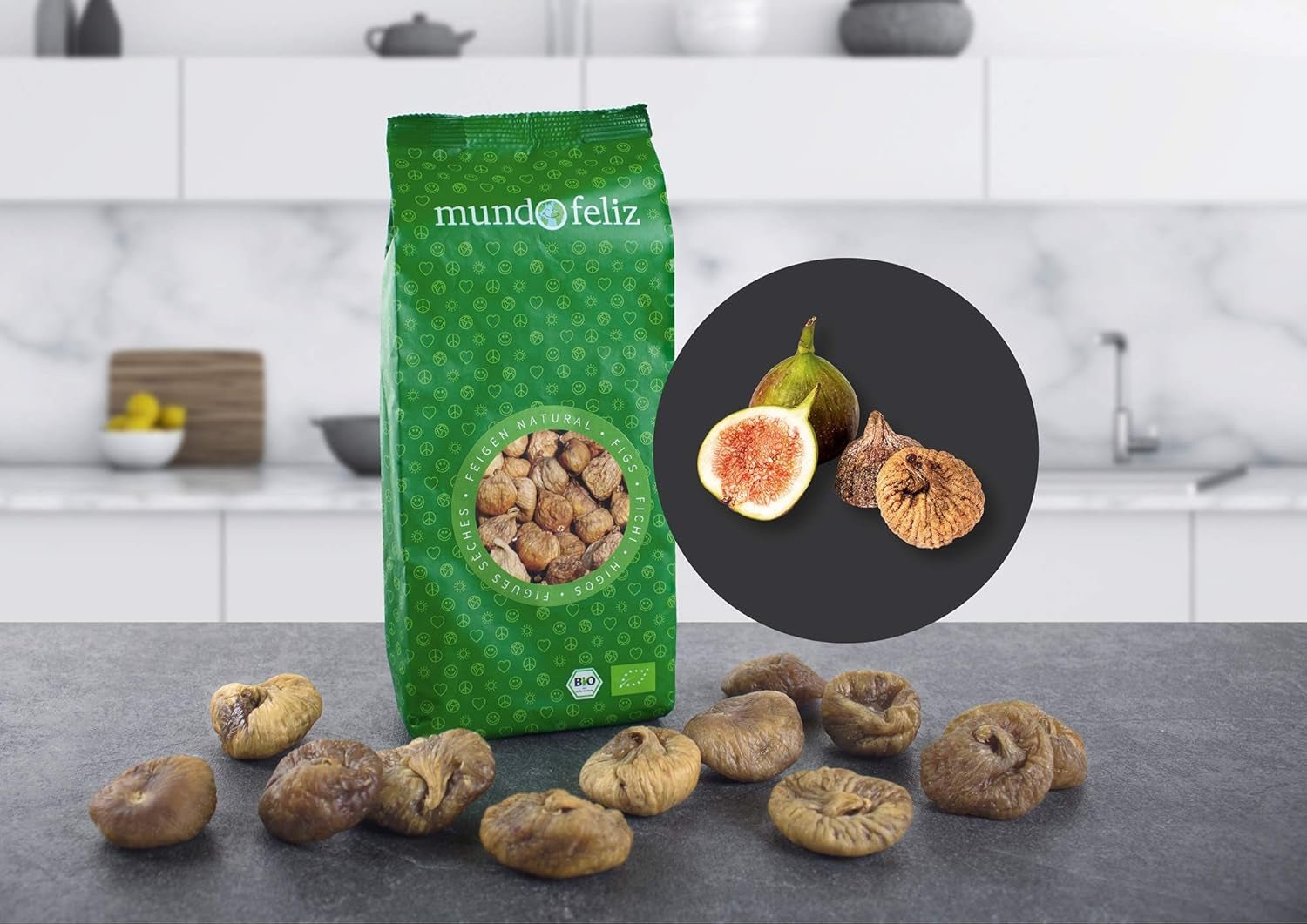 Mundo Feliz torkade fikon från ekologisk odling, 2 x 500 g Naty Shop torkade produkter