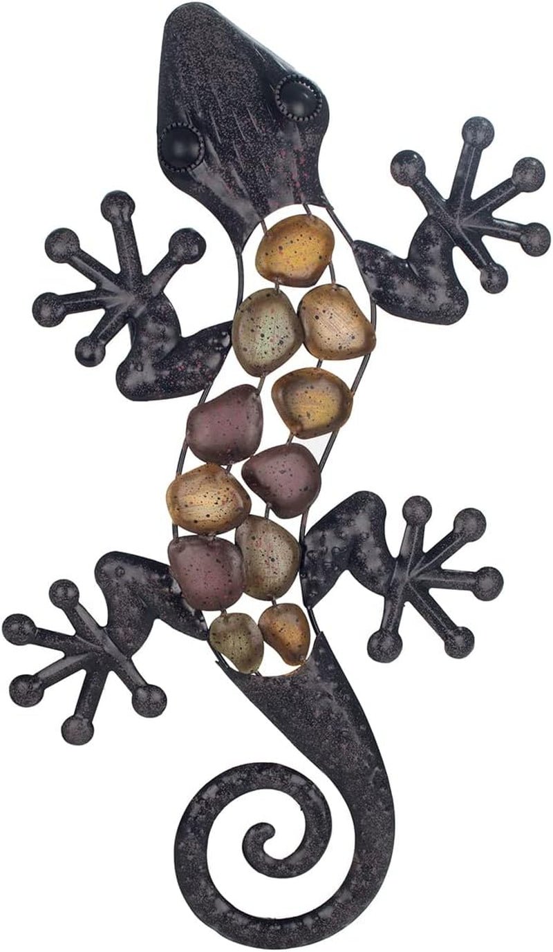 Metallväggödla jordtoner 60 x 30 x 1,5 cm, färgad, standard Statyetter och skulpturer Naty Shop Standardtitel