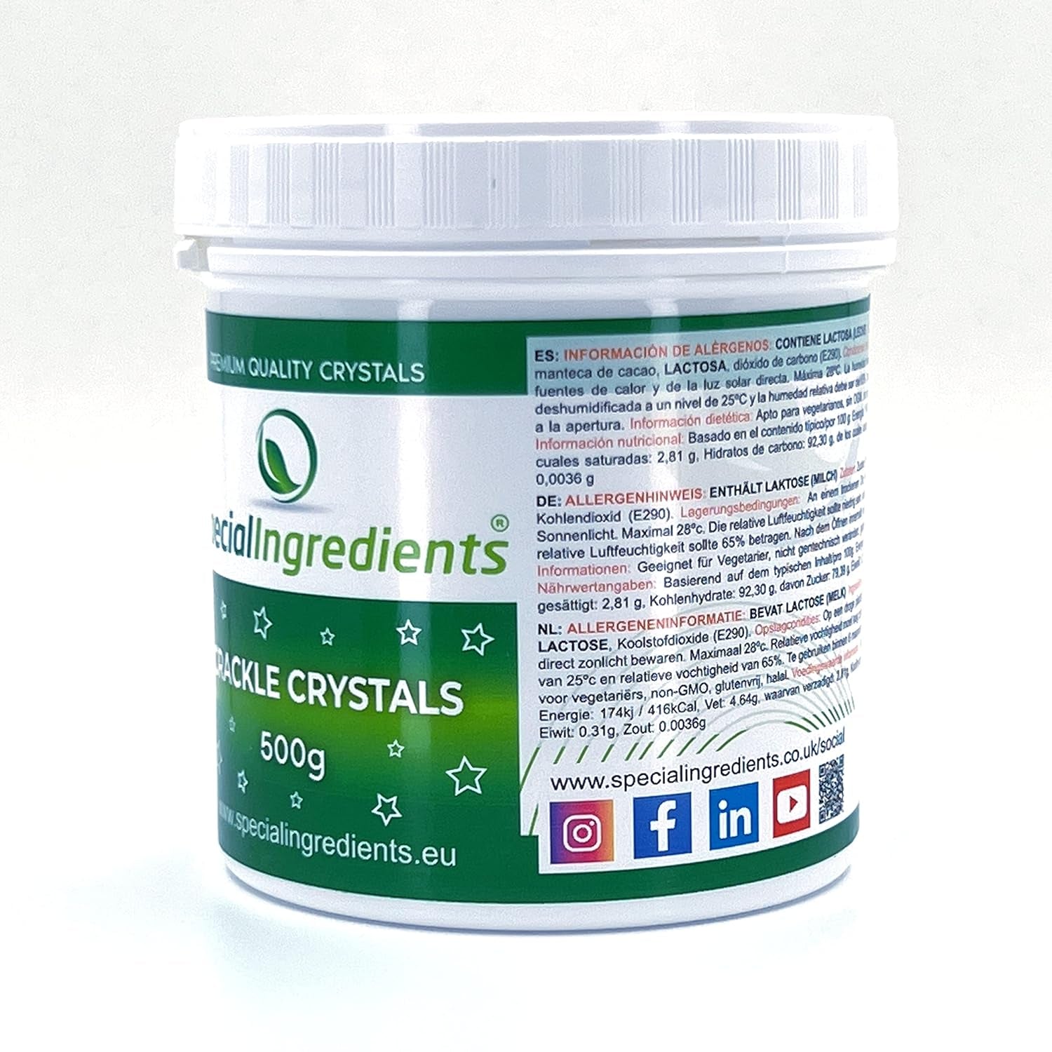 Specialingredienser Crackle Crystals Crackle 500g Högsta kvalitet, icke-GMO, perfekt för kakor, godis och glass Sugar Paste Naty Shop