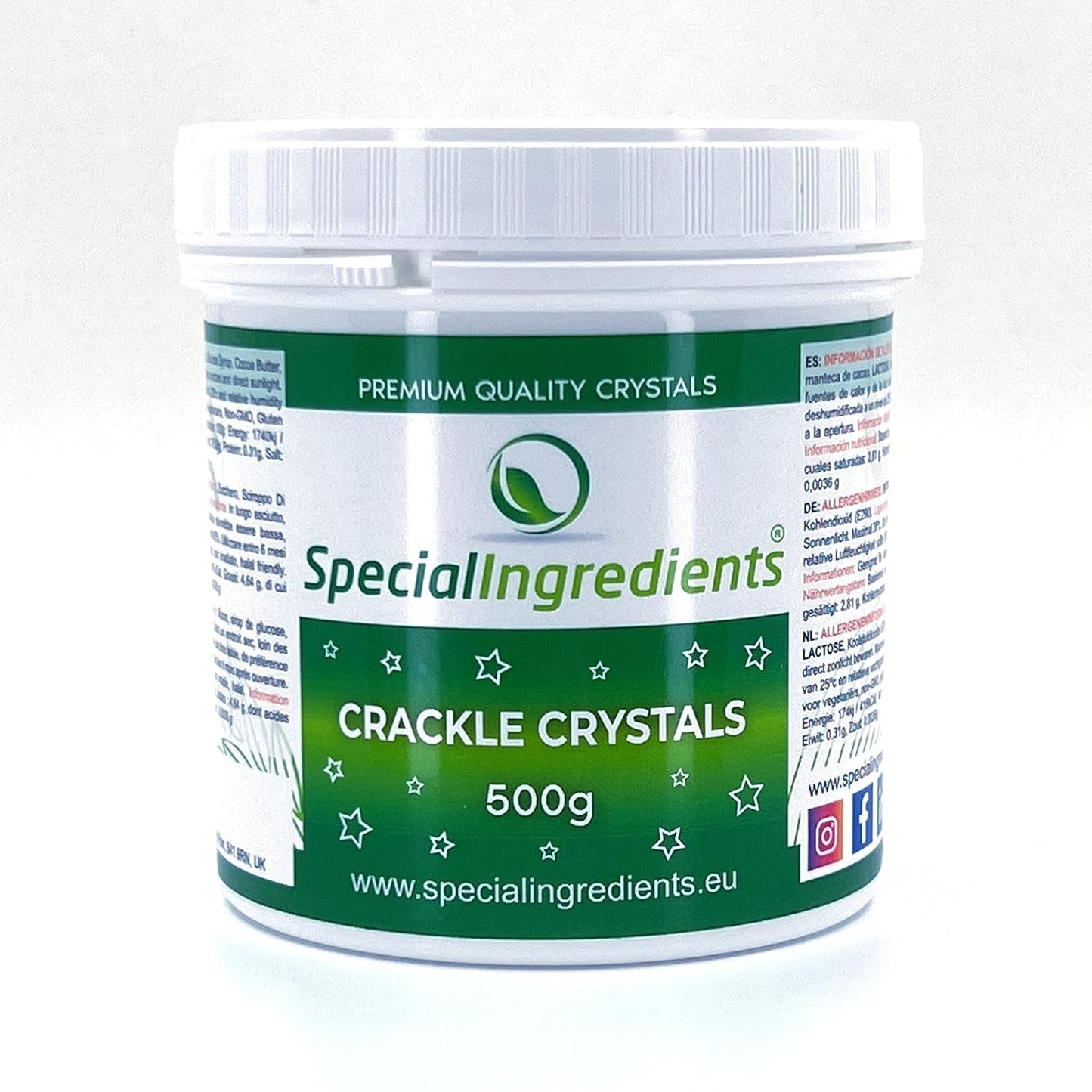 Specialingredienser Crackle Crystals Crackle 500g Högsta kvalitet, icke-GMO, idealisk för kakor, godis och glass Naty Shop Sugarpaste 500G (1 förpackning)
