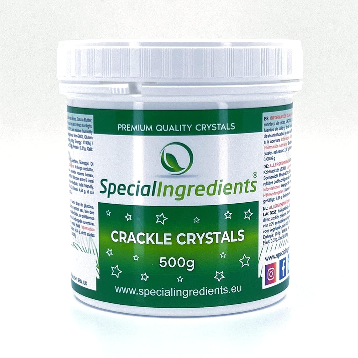 Specialingredienser Crackle Crystals Crackle 500g Högsta kvalitet, icke-GMO, idealisk för kakor, godis och glass Naty Shop Sugarpaste 500G (1 förpackning)