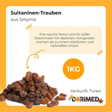 Sultanas russin 1kg | Smyrna russin | Sultanas torkade russin från Izmir | 100 % av turkiskt ursprung | Kvalitetssnacks | i Kostfiber från torkade druvor | Naty Shop uttorkade produkter