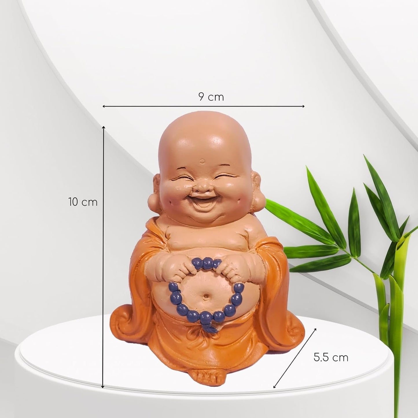 Skrattande Buddhastaty med radband - Inspirerande och glad figur - Lucky talisman full av positivitet - Söt och andlig presentidé - -H 10 cm - Zen'Light Statyer och skulpturer Naty Shop