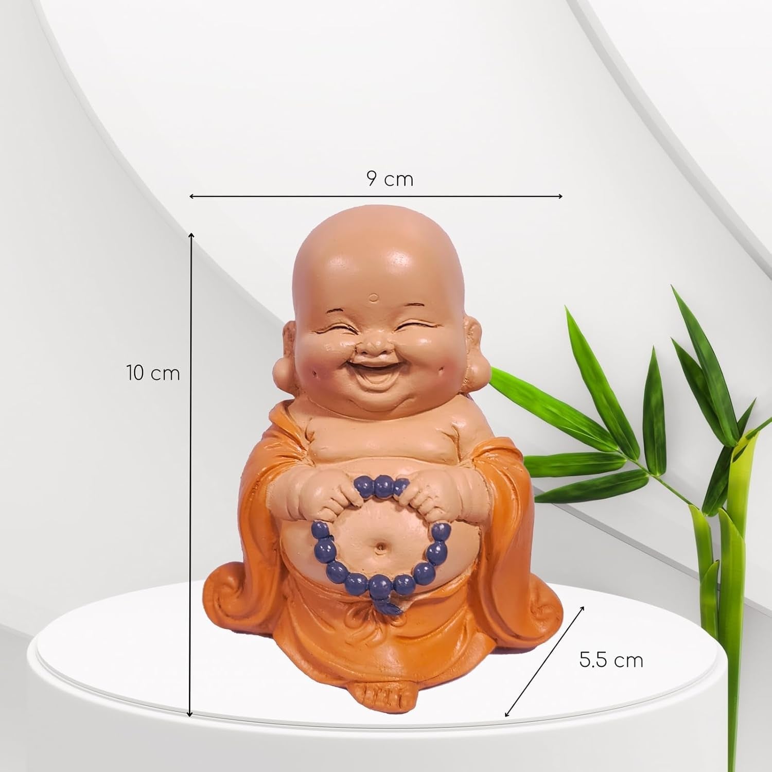 Skrattande Buddhastaty med radband - Inspirerande och glad figur - Lucky talisman full av positivitet - Söt och andlig presentidé - -H 10 cm - Zen'Light Statyer och skulpturer Naty Shop