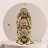 Staty 3 Laughing Buddhas - Se ingenting - Hör ingenting - Säg ingenting - Baby Buddha Symbolisk ensemble - Fredlig och glad stämning - Zen dekor -H 18 cm - Zen'Light Statyetter och skulpturer Naty Shop