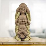 Staty 3 Laughing Buddhas - Se ingenting - Hör ingenting - Säg ingenting - Baby Buddha Symbolisk ensemble - Fredlig och glad stämning - Zen dekor -H 18 cm - Zen'Light Statyetter och skulpturer Naty Shop
