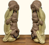 Staty 3 Laughing Buddhas - Se ingenting - Hör ingenting - Säg ingenting - Baby Buddha Symbolisk ensemble - Fredlig och glad stämning - Zen dekor -H 18 cm - Zen'Light Statyetter och skulpturer Naty Shop