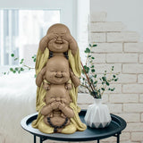 Staty 3 Laughing Buddhas - Se ingenting - Hör ingenting - Säg ingenting - Baby Buddha Symbolisk ensemble - Fredlig och glad stämning - Zen dekor -H 18 cm - Zen'Light Statyetter och skulpturer Naty Shop