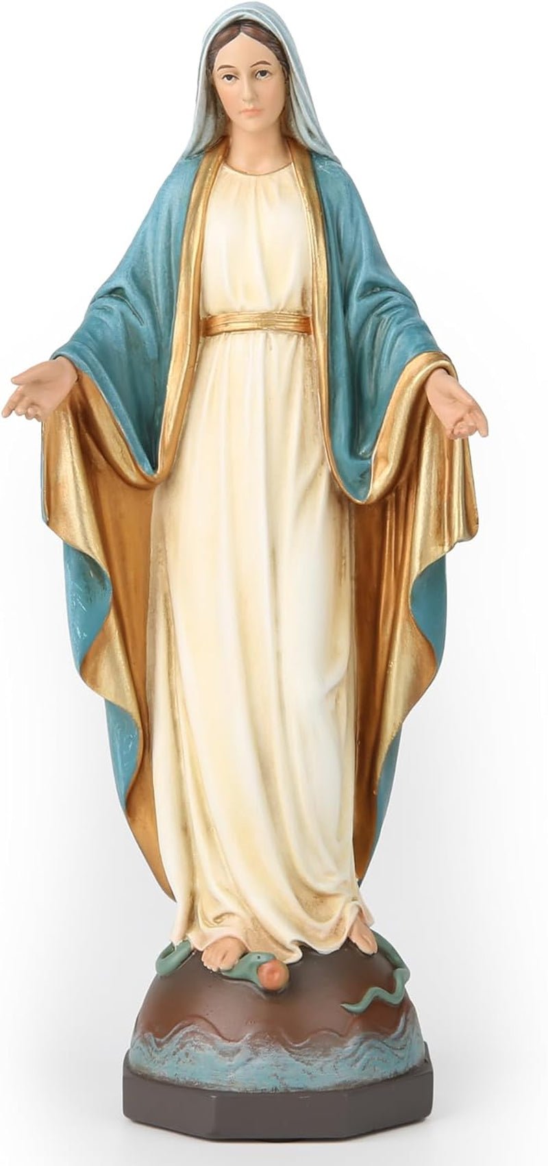 BC Catholic Our Lady of Grace Staty Jungfru Maria Altarfigur Religiös present till mamma Katolsk hemdekorationer 34,3 cm Höjd Handmålad av Buildclassic (Elegant) Naty Shop Statyer & skulpturer Elegant 7 tum H