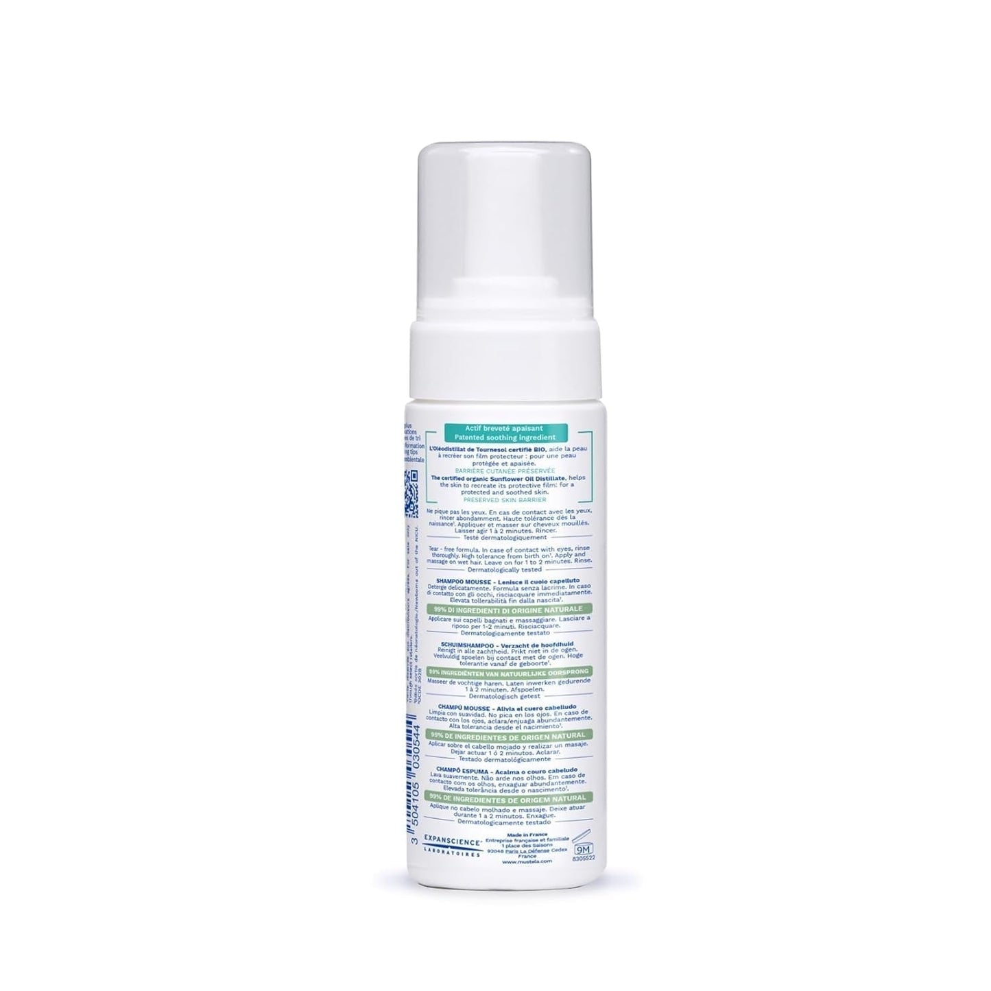 Stelatopia Shampoo Mousse för hårbotten med extrem torrhet eller atopisk dermatit, hår, bebisar, barn, hela familjen - minskar rodnad och klåda (150ml) Barn - Bad och hudvård Naty Shop
