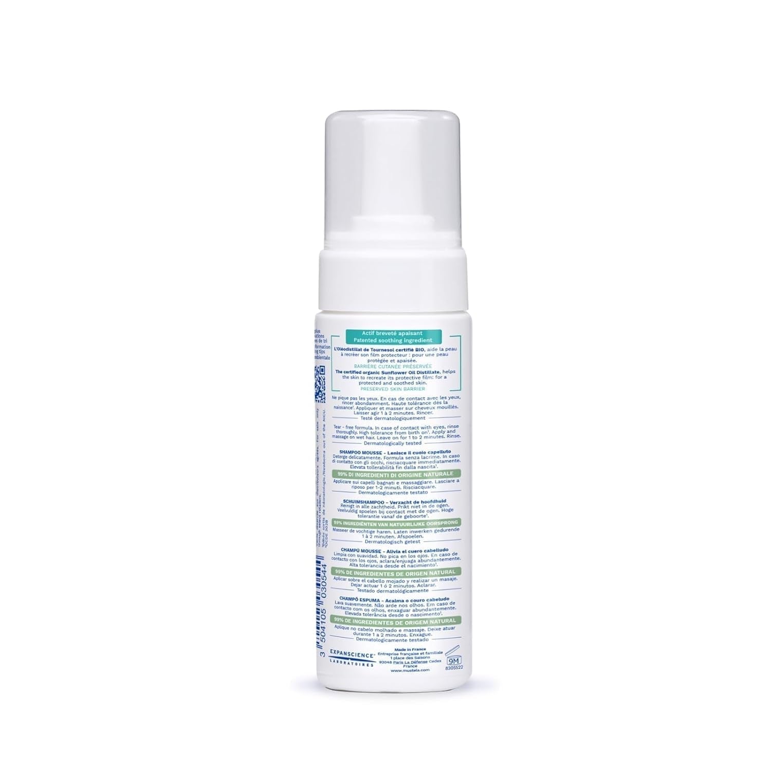Stelatopia Shampoo Mousse för hårbotten med extrem torrhet eller atopisk dermatit, hår, bebisar, barn, hela familjen - minskar rodnad och klåda (150ml) Barn - Bad och hudvård Naty Shop