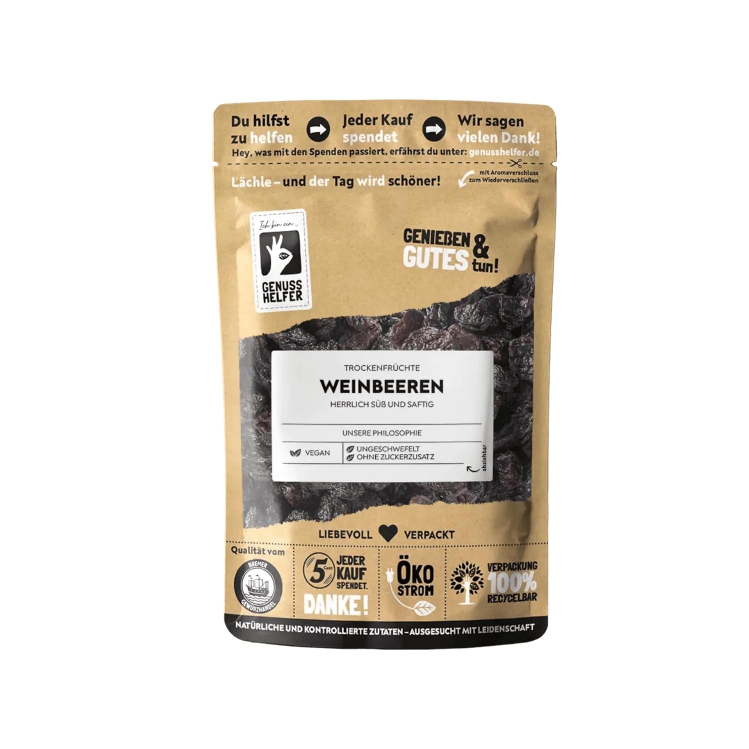 Bremer Gewürzhandel druvor, torkade, osvavelfria och utan tillsatt socker, 1 kg Dehydrerade produkter Naty Shop 500 G