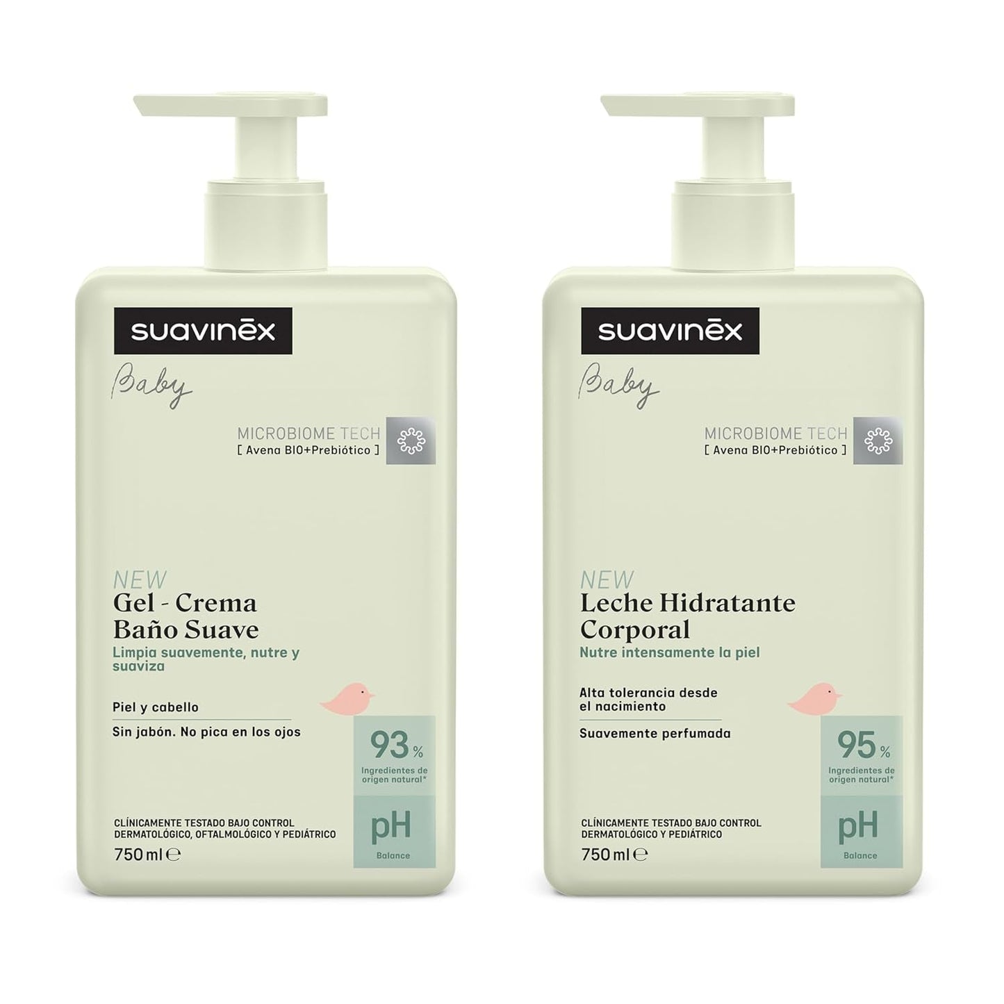 Suavinex, Syndet babyschampo för hud och hår, tvålfritt, 750ml + fuktgivande bodylotion, 750ml, lämpligt för känslig hud och nyfödd, med 90%-93% naturliga ingredienser. Barn - Bad och hudvård Naty Shop Standardtitel