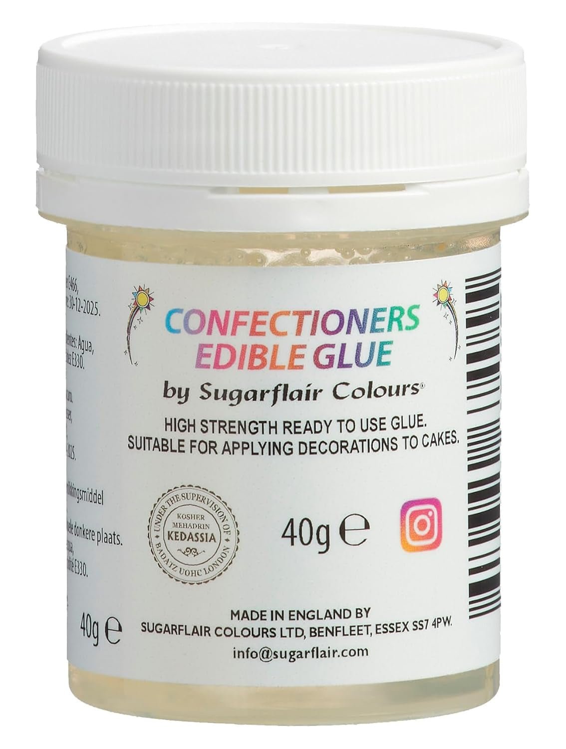 Sugarflair Confectioners Glue Edible Glue - ätbart lim för att dekorera tårtor, marsipan, fondant, kakor, cupcakes och kex - 40ml Sugar Paste Naty Shop Standardtitel