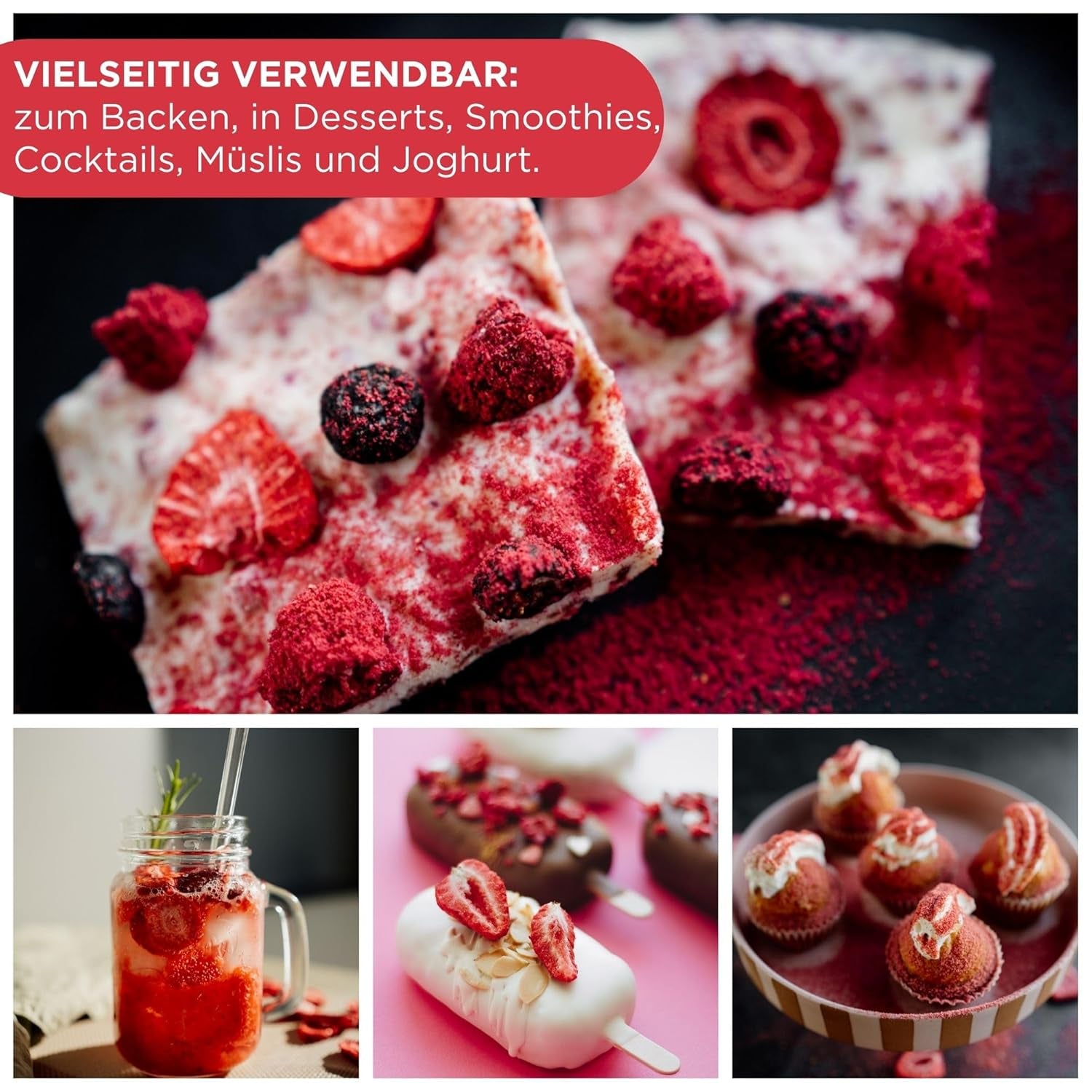 Sommar frystorkade jordgubbar - förpackning om 5 - sockerfria, 100 % naturliga, läckra knapriga mellanmål för barn och vuxna, perfekt för flingor och lunchlådor (55g) Dehydrerade produkter Naty Shop