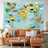 Gobeläng abakuhaus wanderlust djurkarta över världen ritningar Hem - Tillbehör och dekorationer Naty Shop