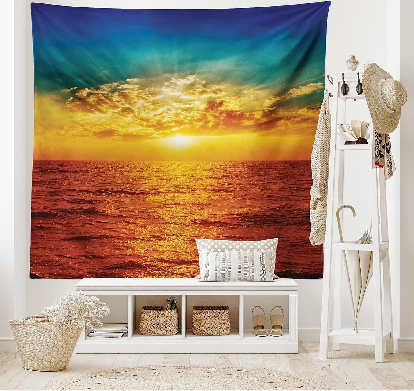 Gobeläng abakuhaus wanderlust djurkarta över världen ritningar Hem - Tillbehör och dekorationer Naty Shop Tan 150L X 110B Cm