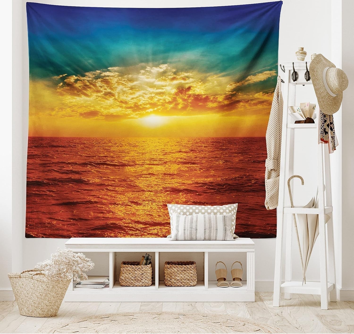 Gobeläng abakuhaus wanderlust djurkarta över världen ritningar Hem - Tillbehör och dekorationer Naty Shop Tan 150L X 110B Cm